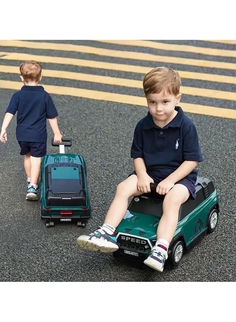 صندوق العاب حقيبة سفر كبيرة للأطفال مزودة بأربع عجلات ومساحة تخزين كبيرة وسيارة دفع بلاستيكية للأطفال مزودة بمقبض وحقيبة منزلقة وسيارة ألعاب للأطفال - Image 2