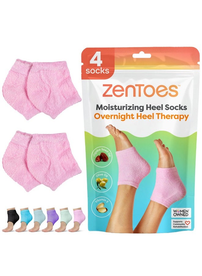 Zentoes ZenToes Moisturizing Sleep Socks with Vitamin E, Olive Oil and Jojoba Seed Oil to Soften and Hydrate Dry Cracked Heels (Fuzzy Pink, Regular)  - Image 1