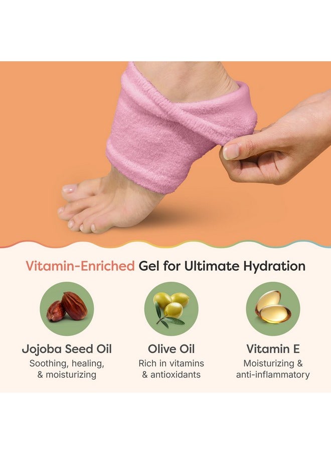 Zentoes ZenToes Moisturizing Sleep Socks with Vitamin E, Olive Oil and Jojoba Seed Oil to Soften and Hydrate Dry Cracked Heels (Fuzzy Pink, Regular)  - Image 2