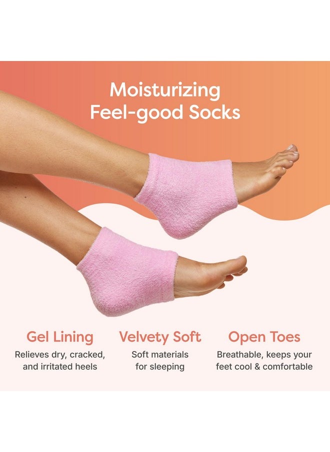 Zentoes ZenToes Moisturizing Sleep Socks with Vitamin E, Olive Oil and Jojoba Seed Oil to Soften and Hydrate Dry Cracked Heels (Fuzzy Pink, Regular)  - Image 3