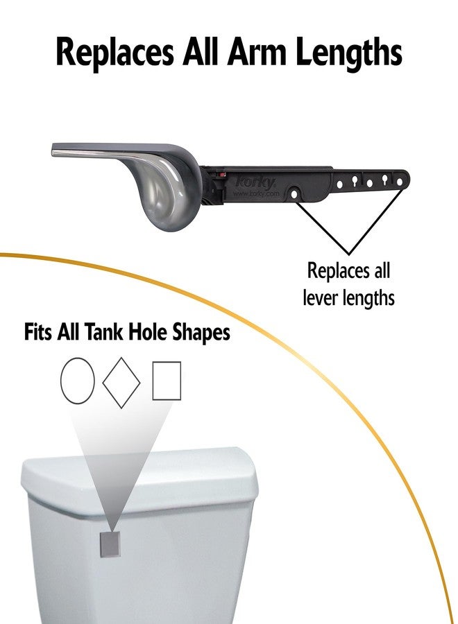 Korky Strong Arm Tank Lever, Universal to Fit Front Angled Side Left and Right Mount Toilets, Chrome, Classic Style, 6052BP - Image 5