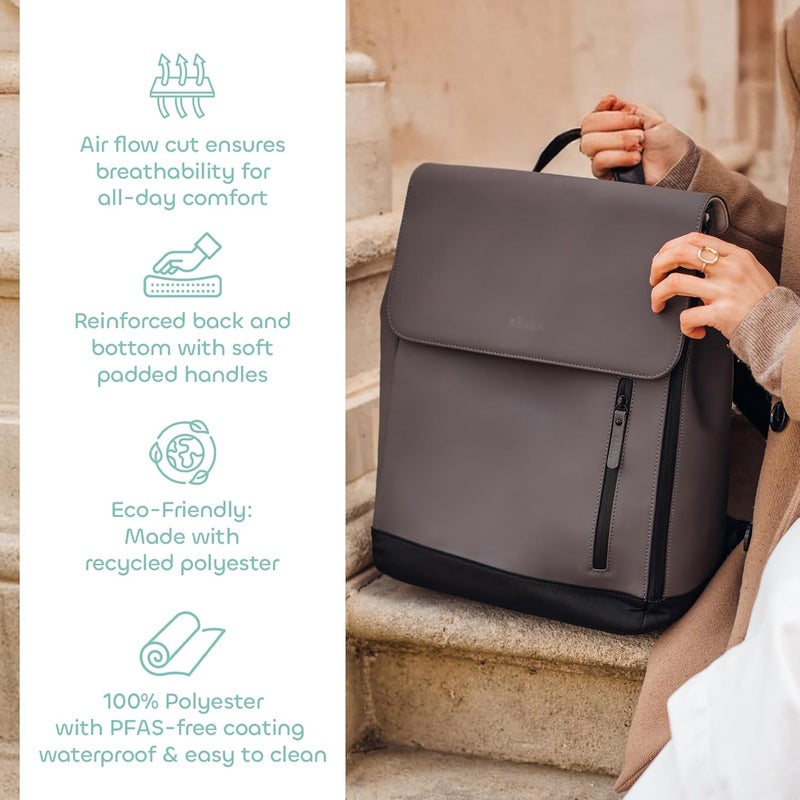 BEABA Béaba Oslo Diaper Changing Bag - Stylish Water-Resistant Baby Bag with Changing Mat and Insulated Bottle Holder, Mineral Grey - Image 5