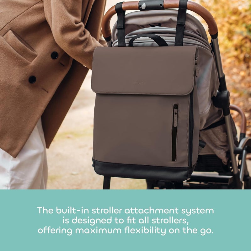 BEABA Béaba Oslo Diaper Changing Bag - Stylish Water-Resistant Baby Bag with Changing Mat and Insulated Bottle Holder, Mineral Grey - Image 3