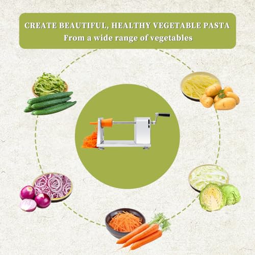ANYDOCANMOOT Vegetable Spiralizer Zucchini Noodle Maker for Healthy Industrial Quality Vegetable Slicer for Veggies, Potato Cutter, Zoodle Maker, with Strong Suction Cup Spiral Vegetable Cutter Slicer - Image 3