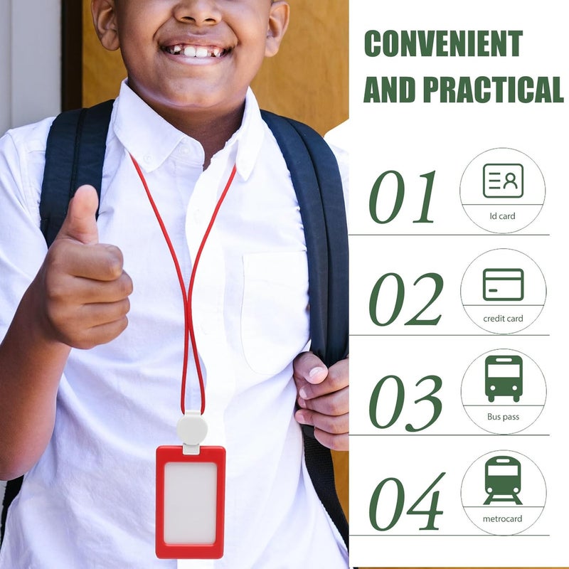 Multifunction Vertical Badge Holder with Retractable Lanyard and Protective Card Sleeve for Employee Id, Bus Pass, and Access Card Use in Office and School Settings - Image 3