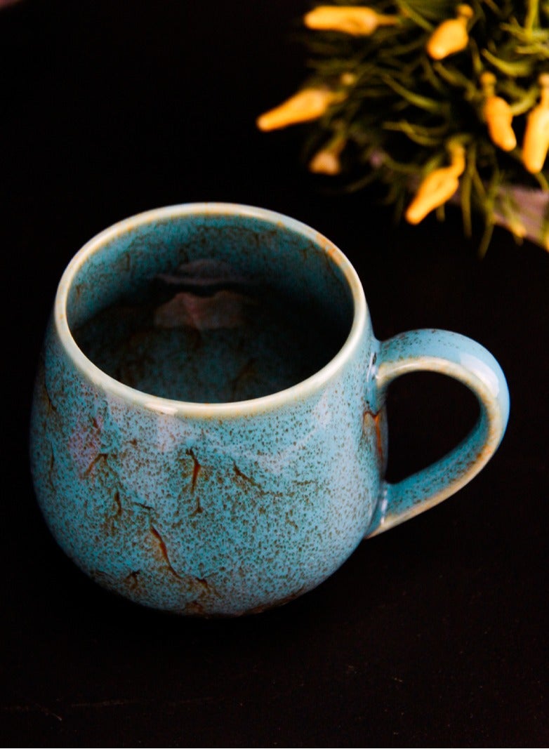 تيلاند كوب بورسلين BTQ مثالي للقهوة والشاي واللاتيه والكابتشينو والكاكاو الساخن والحليب وكوب شاي سيراميك للحفلات هدية لمحبي الشاي والمكتب المنزلي 400 مل أزرق - Image 4