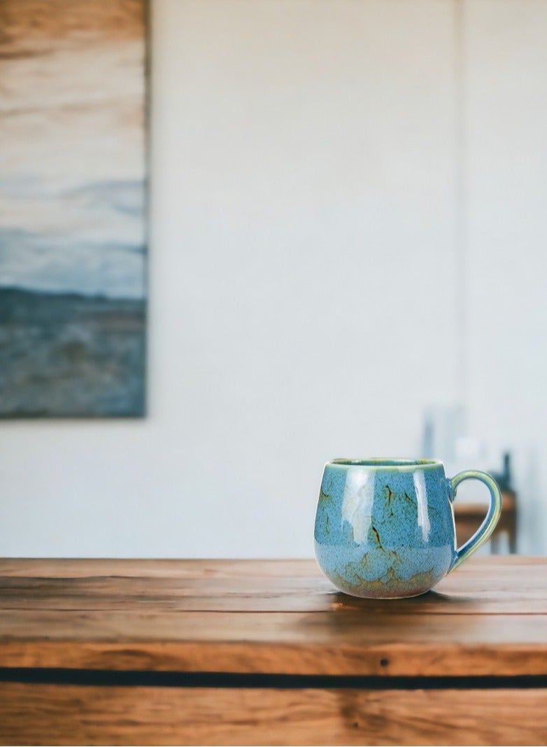 تيلاند كوب بورسلين BTQ مثالي للقهوة والشاي واللاتيه والكابتشينو والكاكاو الساخن والحليب وكوب شاي سيراميك للحفلات هدية لمحبي الشاي والمكتب المنزلي 400 مل أزرق - Image 5