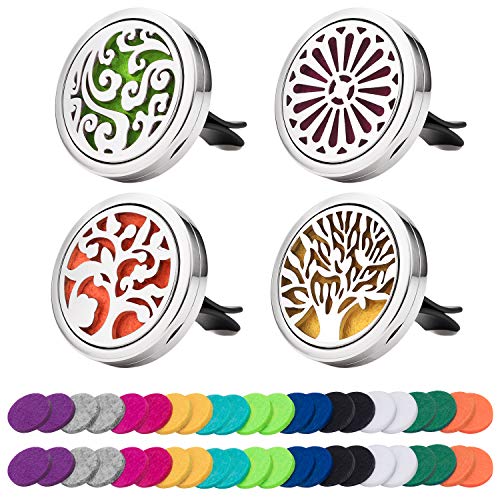 Awpeye Car Diffuser Vent Clip 4 Pack, Car Aromatherapy Essential Oil Diffuser Vent Clips 30mm, Stainless Steel Locket 44 Felt Pads - Image 1