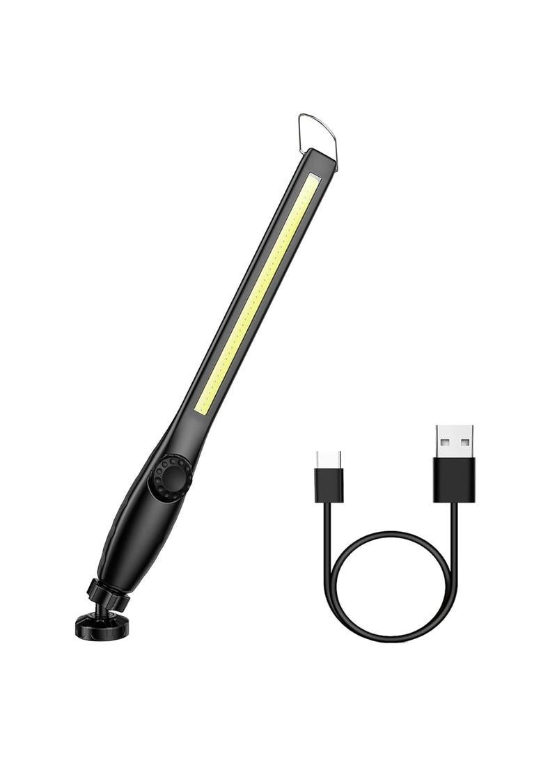 AuRiver USB Rechargeable Inspection Lampswith Super Bright COB Led 360 Degree Rotation Magnetic Plate and Handing Hook for Workshop Household Outdoor Camping Hiking Work Lights Black  - Image 1