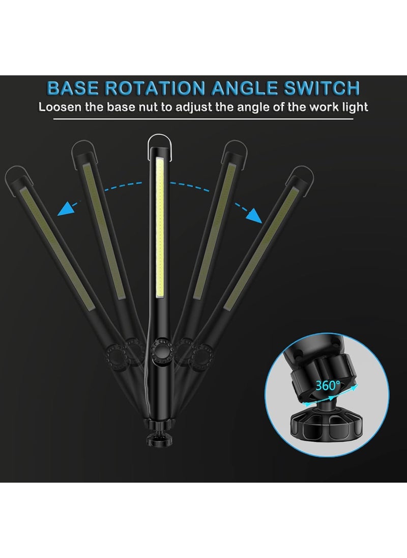 AuRiver USB Rechargeable Inspection Lampswith Super Bright COB Led 360 Degree Rotation Magnetic Plate and Handing Hook for Workshop Household Outdoor Camping Hiking Work Lights Black  - Image 4