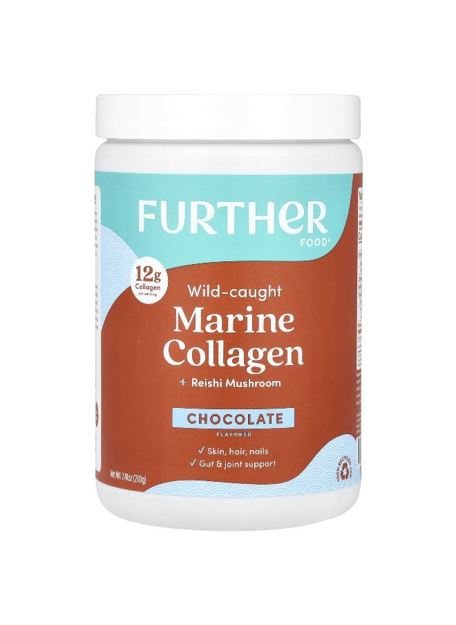 Further Food Further Food, Wild-Caught Marine Collagen + Reishi Mushroom, Chocolate, 7.41 oz (210 g)  - Image 1