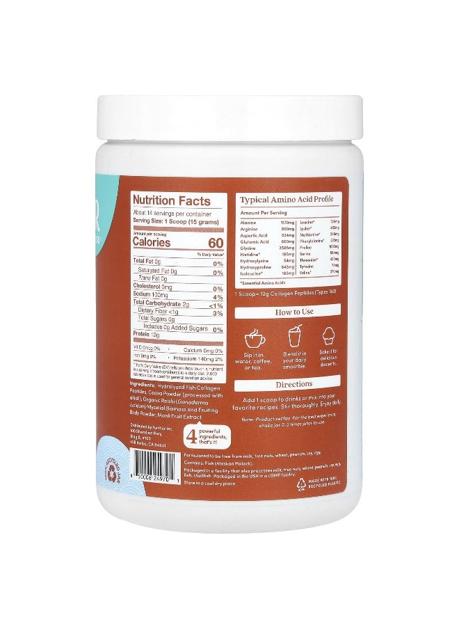 Further Food Further Food, Wild-Caught Marine Collagen + Reishi Mushroom, Chocolate, 7.41 oz (210 g)  - Image 2