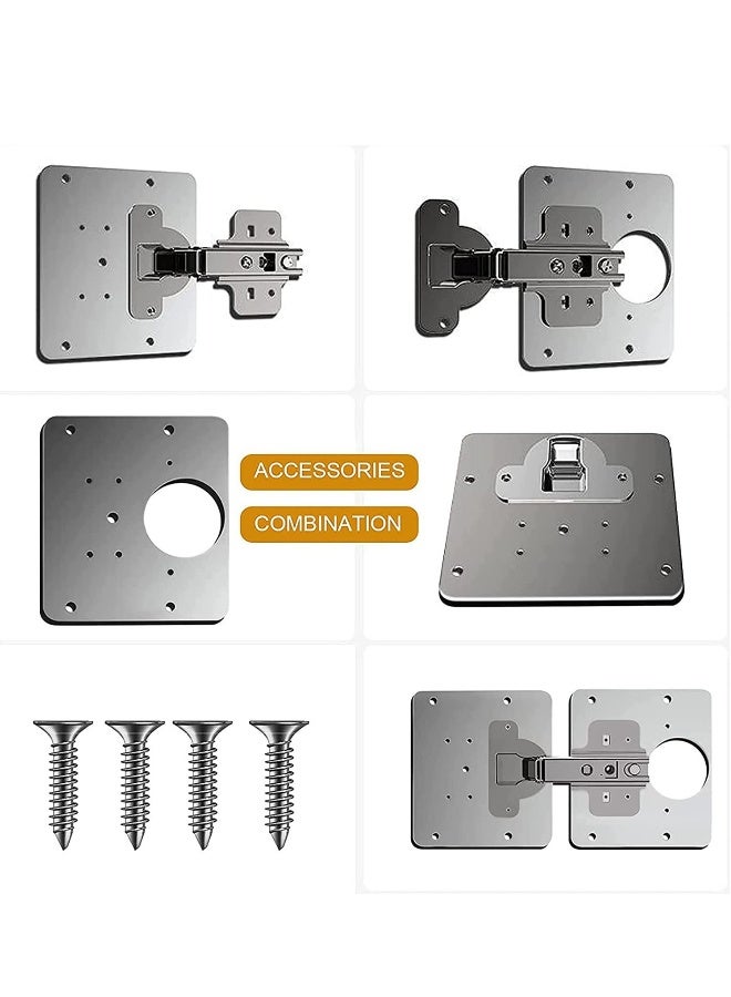 1 Set Cabinet Door Hinges Hinge Repair Plate for Cabinet Furniture Drawer Window Stainless Steel Plate Repair Accessor Easy Installation Mount Concealed Cabinet Hinge With 10 Screws - Image 3