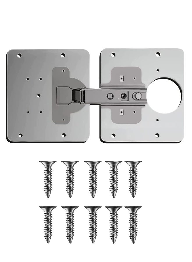 1 Set Cabinet Door Hinges Hinge Repair Plate for Cabinet Furniture Drawer Window Stainless Steel Plate Repair Accessor Easy Installation Mount Concealed Cabinet Hinge With 10 Screws - Image 1