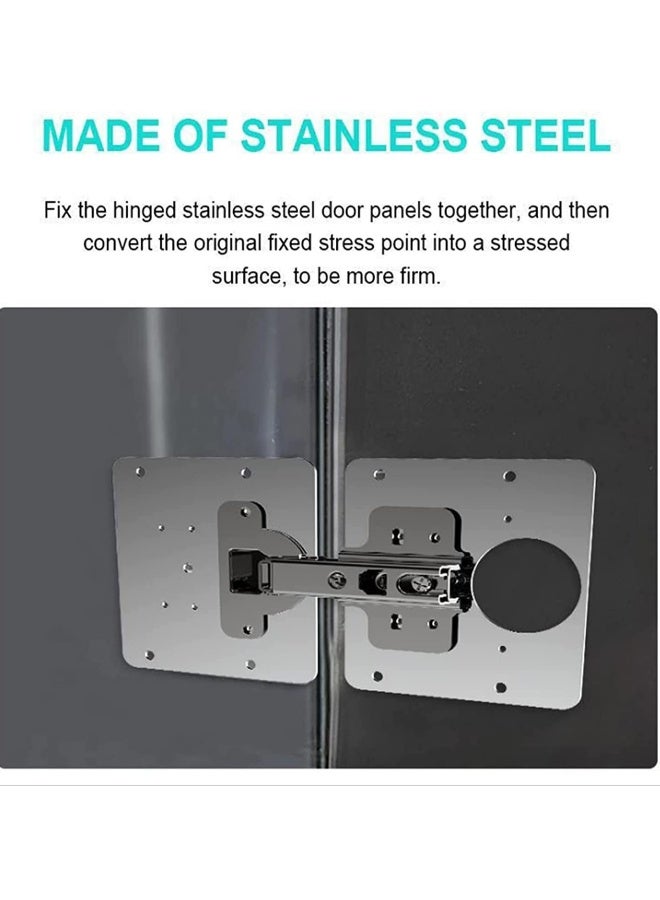 1 Set Cabinet Door Hinges Hinge Repair Plate for Cabinet Furniture Drawer Window Stainless Steel Plate Repair Accessor Easy Installation Mount Concealed Cabinet Hinge With 10 Screws - Image 4