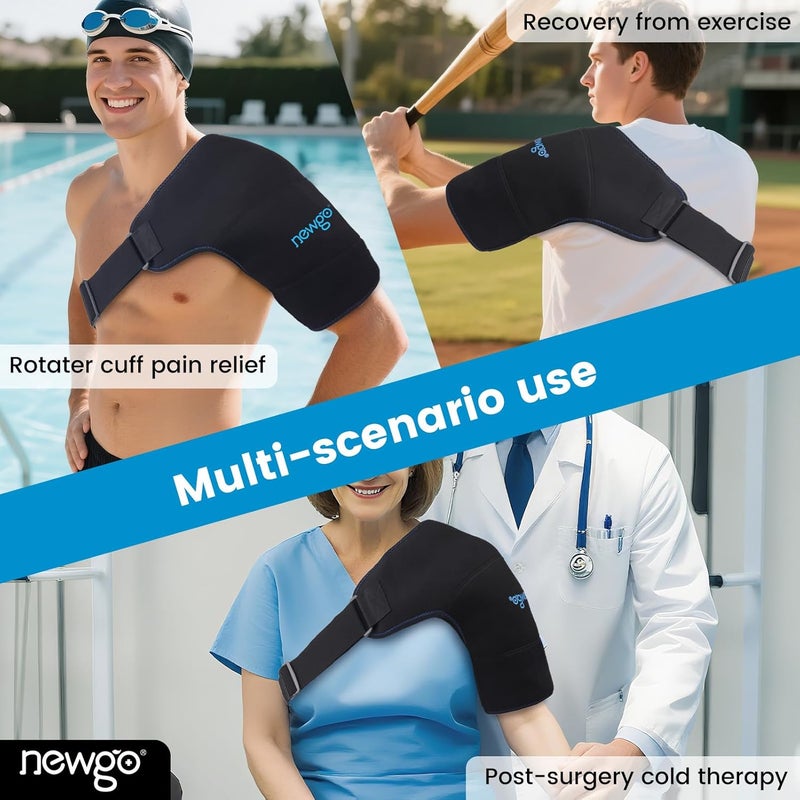 NEWGO Shoulder Ice Pack Rotator Cuff Cold Therapy FSA HSA Eligible Shoulder Ice Pack Wrap Cold Pack for Pain Relief Recovery After Surgery Sore Muscles Tendonitis Black - Image 2