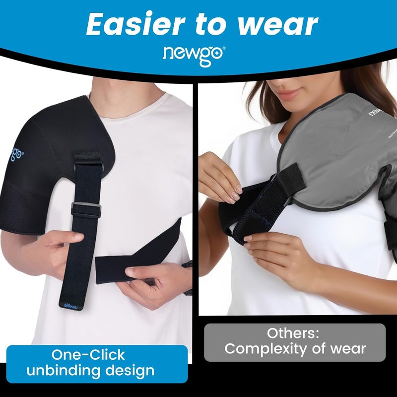 NEWGO Shoulder Ice Pack Rotator Cuff Cold Therapy FSA HSA Eligible Shoulder Ice Pack Wrap Cold Pack for Pain Relief Recovery After Surgery Sore Muscles Tendonitis Black - Image 3