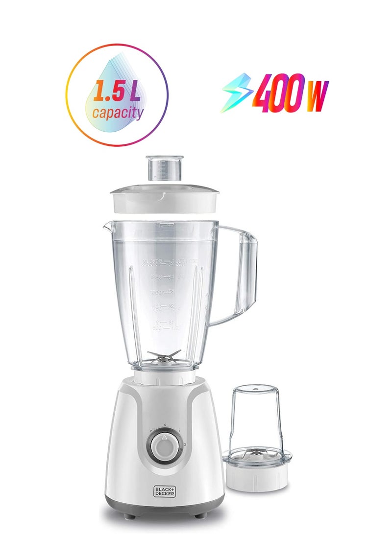 BLACK&DECKER 400W Blender With Grinder Mill, White, Bx4030-B5 - Image 1