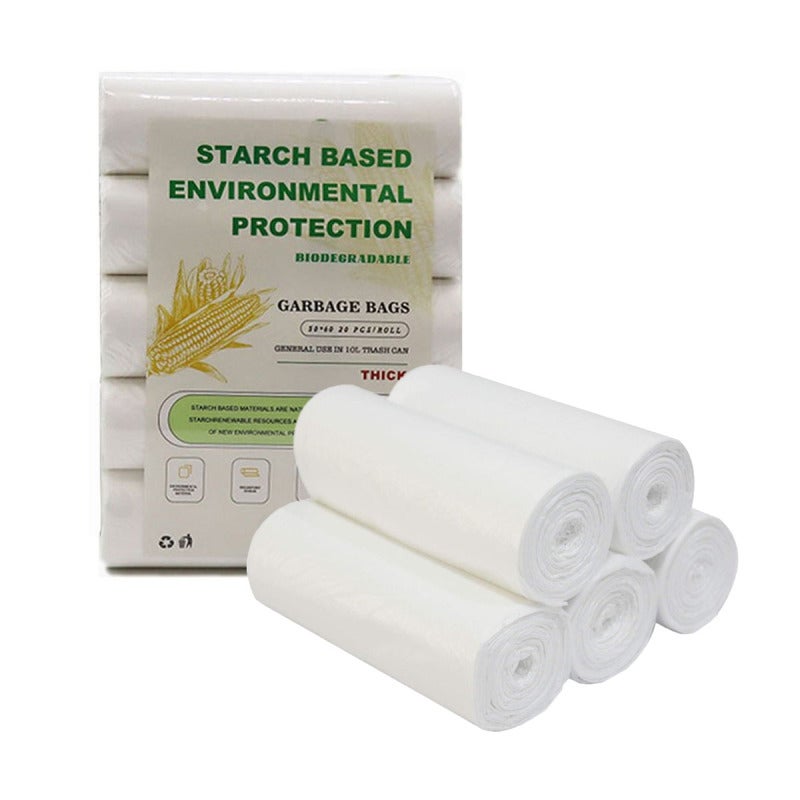 أكياس نفايات قابلة للتحلل البيولوجي 100 قطعة 19.7 بوصة × 17.7 بوصة مصنوعة من مادة نشا الذرة الصديقة للبيئة - أغلفة نفايات قوية ومتينة وتسيطر على الرائحة لاستخدام يومي في المنزل - Image 1