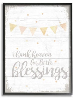 Stupell Industries Thank Heaven Blessing Yellow Kids Word, Design by Artist Daphne Polselli Wall Art, 11 x 1.5 x 14, Black Framed  - Image 1
