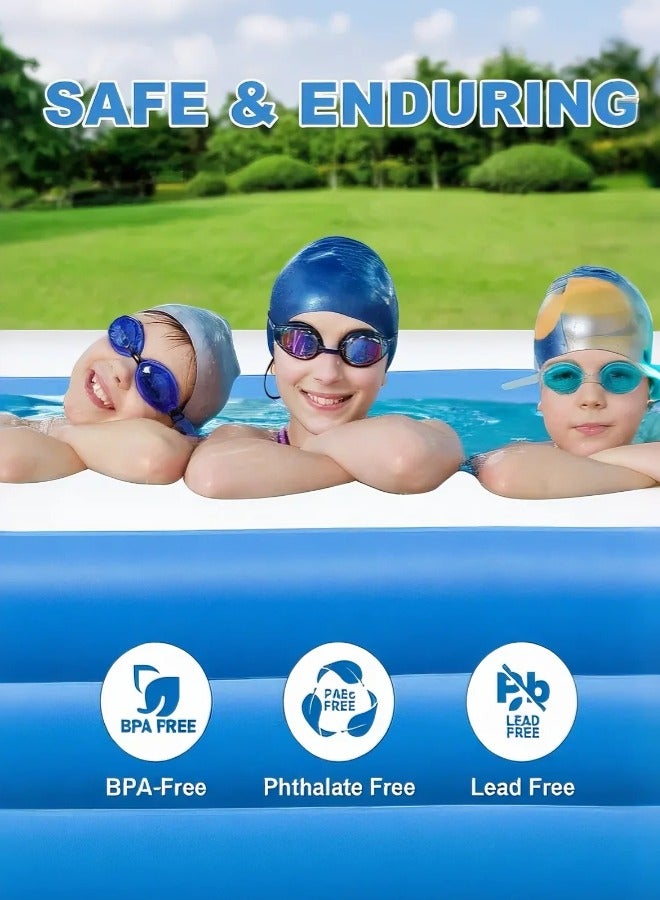 Paka Rabbit Rectangle Swimming Pool,260*160*60CM Thickened Paddling Pool with Inflatable Safety Bubble Bottom, Durable Multifunctional Blow up Pool, Family Lounge Pool, Ideal Choice for Indoor Entertainment and Outdoor Activities - Image 4