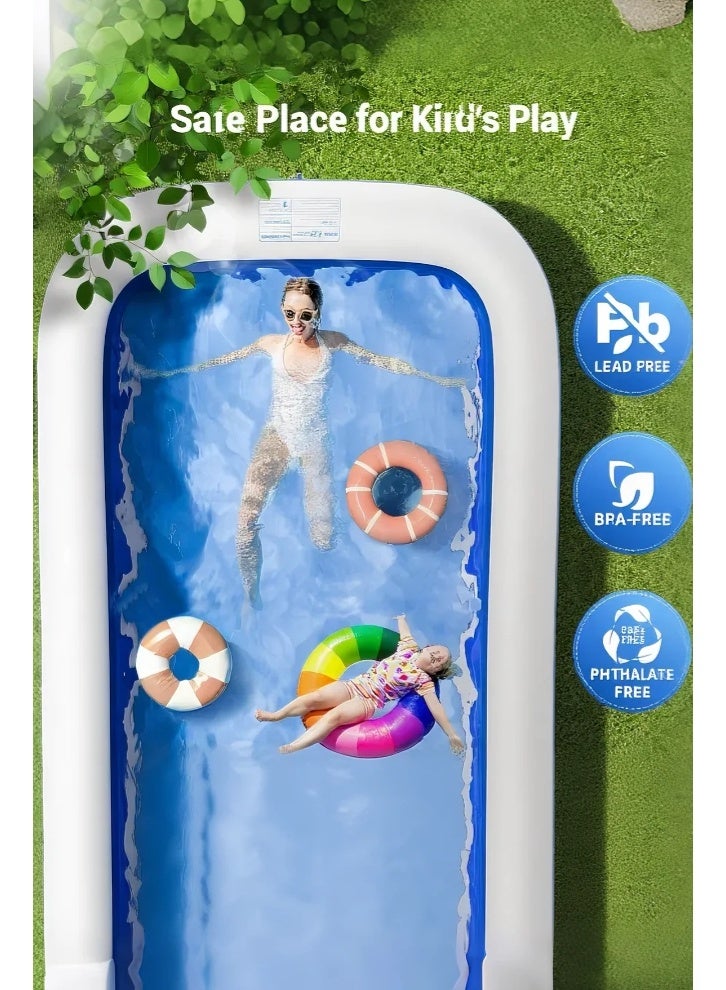 Paka Rabbit Rectangle Swimming Pool,260*160*60CM Thickened Paddling Pool with Inflatable Safety Bubble Bottom, Durable Multifunctional Blow up Pool, Family Lounge Pool, Ideal Choice for Indoor Entertainment and Outdoor Activities - Image 3