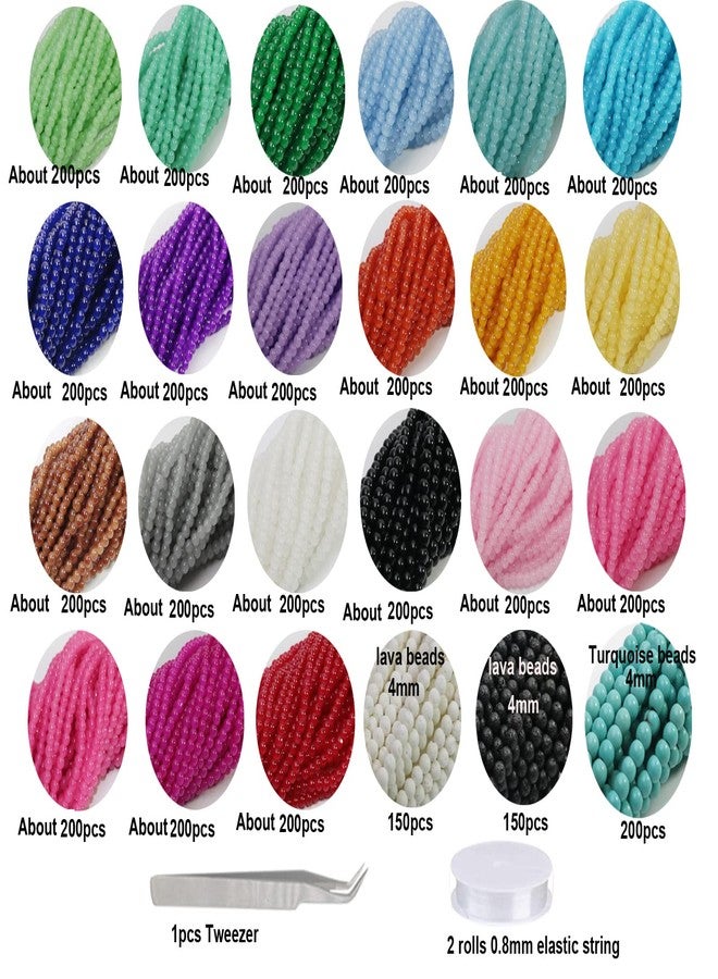 Pamir Tong 4mm Glass Beads Bulk for Jewelry Making 4700pcs Round Imitative Jade Beads Bracelet Loose Beads Set Crystal Seed Beads for Earry & Necklace Emroidery Beads for DIY Crafts - Image 2