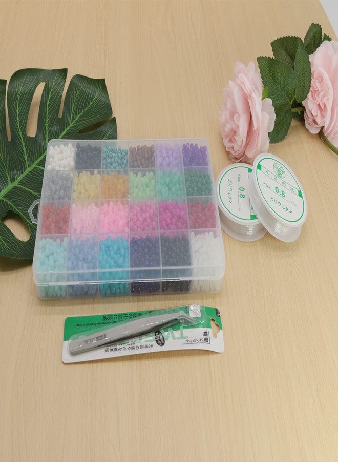 Pamir Tong 4mm Glass Beads Bulk for Jewelry Making 4700pcs Round Imitative Jade Beads Bracelet Loose Beads Set Crystal Seed Beads for Earry & Necklace Emroidery Beads for DIY Crafts - Image 4