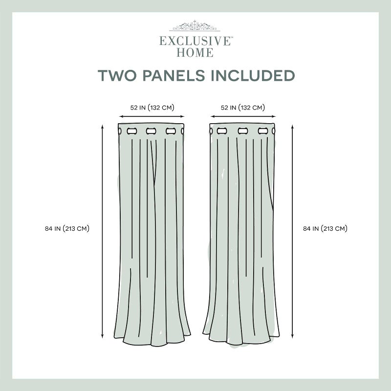 EXCLUSIVE HOME Medallion Room Darkening Blackout Grommet Top Curtain Panel Pair, 52"x84", Teal - Image 5