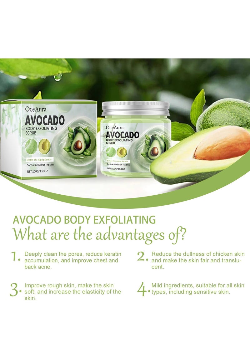 Generic Avocado Body Scrub, Exfoliates Dead Skin Body Scrub, Foot Scrub, Body Exfoliator Cleanses Skin, Smoothes And Brightens Skin Scrub, Natural Deep Cleansing, Softening  Nourishing for Men Women 100g  - Image 5