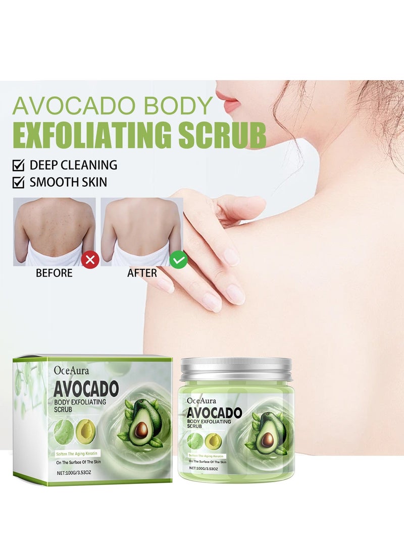Generic Avocado Body Scrub, Exfoliates Dead Skin Body Scrub, Foot Scrub, Body Exfoliator Cleanses Skin, Smoothes And Brightens Skin Scrub, Natural Deep Cleansing, Softening  Nourishing for Men Women 100g  - Image 2