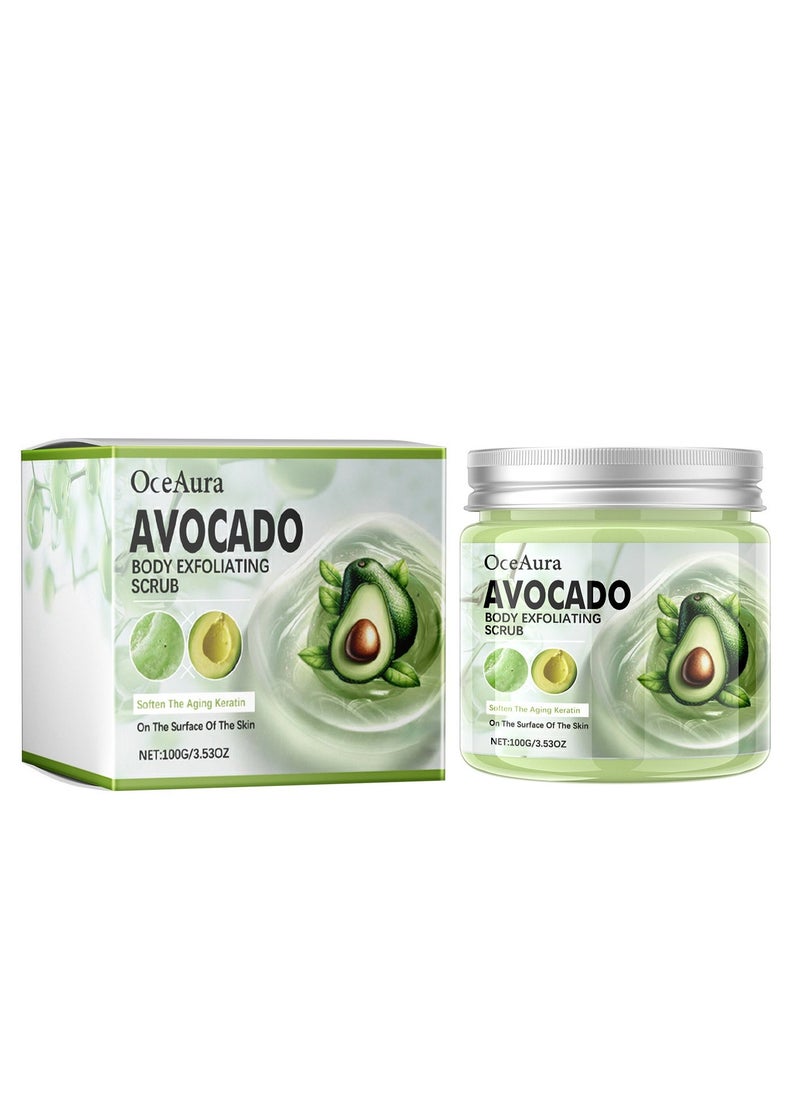 Generic Avocado Body Scrub, Exfoliates Dead Skin Body Scrub, Foot Scrub, Body Exfoliator Cleanses Skin, Smoothes And Brightens Skin Scrub, Natural Deep Cleansing, Softening  Nourishing for Men Women 100g  - Image 1