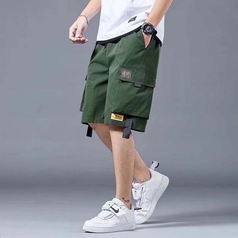 Workwear Shorts Mens Solid Color Summer Loose Mid-length Pants Half-length Pants Casual Mens Outer Wear Fashionable Brand Thin Large Pants Khaki  - Image 2