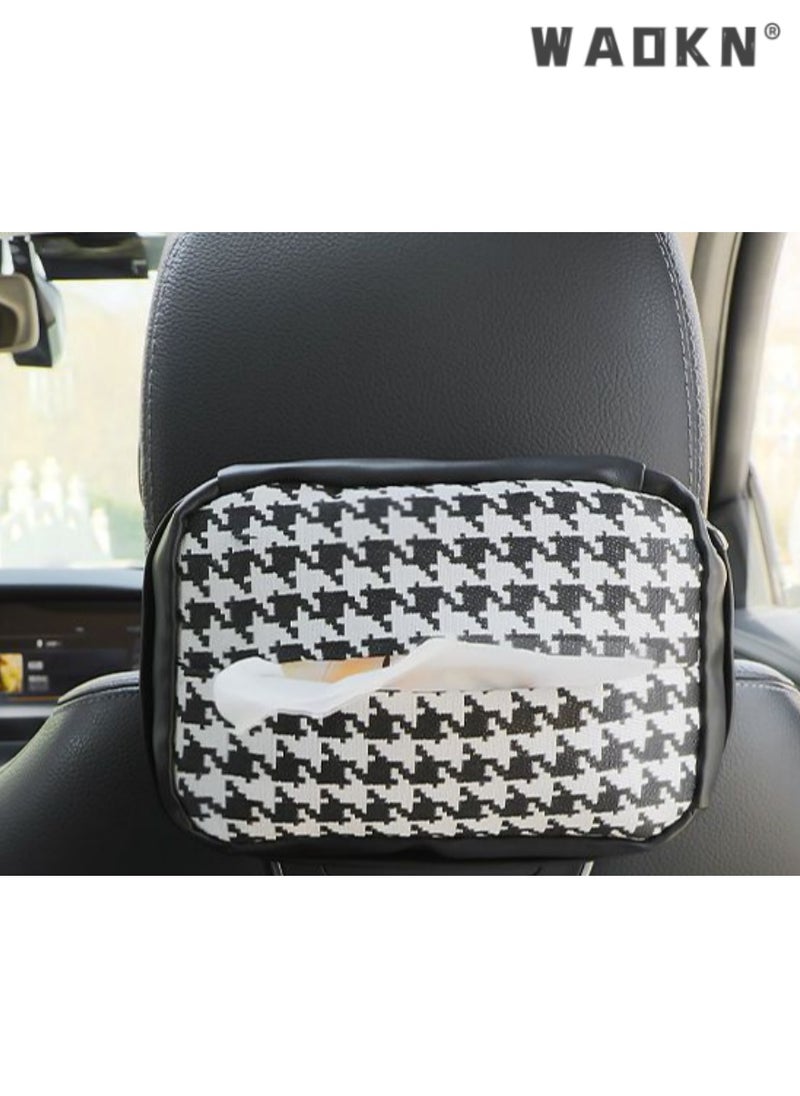 WAOKN Stylish Car Tissue Box, Premium Leather Car Napkin Holder, Sun Visor Hanging Bag for Easy Access, Elegant Vehicle Paper Towel Dispenser, Universal Fit for Cars, Durable Design  - Image 2