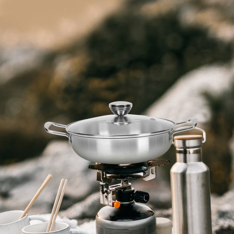 1Pc Thickened Ramen Pot Stainless Steel Stockpot Flat Bottom Cooking Pot with Lid - Image 4