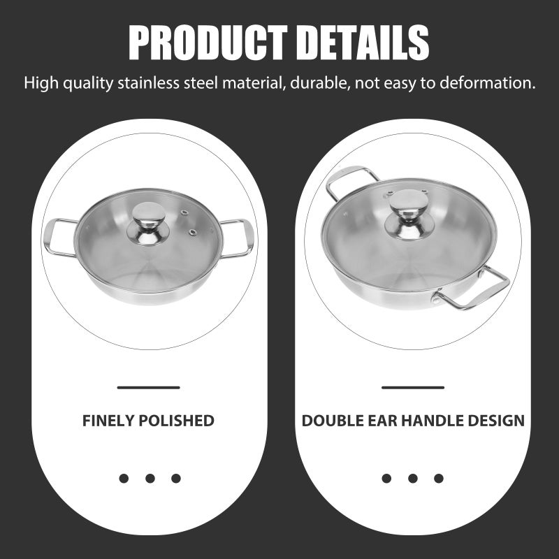 1Pc Thickened Ramen Pot Stainless Steel Stockpot Flat Bottom Cooking Pot with Lid - Image 5