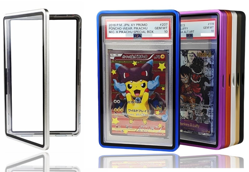 RedCap Magnetic Aluminum Graded PSA Slab Guard UV Resistant Glass 35PT Premium Protector Display Case For Standard PSA CGC Graded Sport Trading Cards - Silver Flash - Image 1
