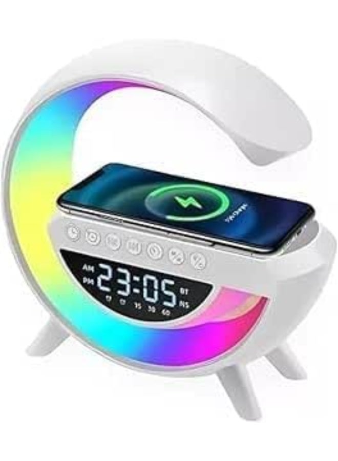 مصباح طاولة مع مكبر صوت بلوتوث وشحن لاسلكي | مصباح RGB بتغيير الألوان، 3 أوضاع إضاءة، قابل لإعادة الشحن، مصباح ليلي لغرف النوم، المعيشة والمكتب  - Image 1