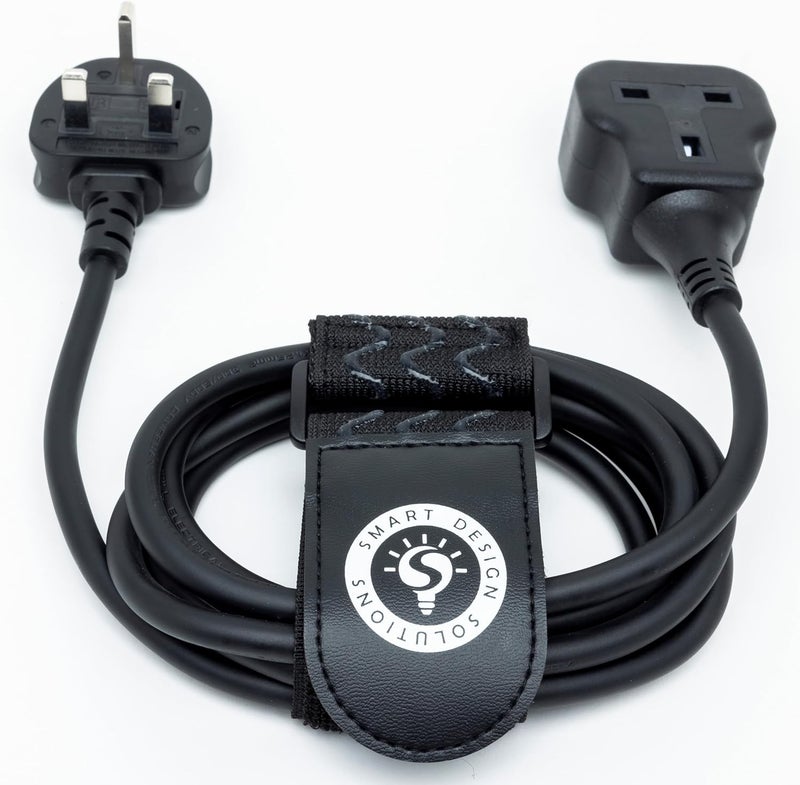 Smart Design Solutions 1 Way Extension Lead, Long &Thick Electric Cable, Industrial Black Power Strip for Lengthen Power to Outdoor Garden/Indoor Utility Room/Workshop, 13A 3250W (2m) - Image 2
