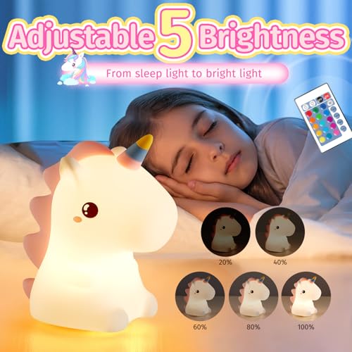 Mubarek Unicorn Night Light for Kids,ãâ‚¬Â16 Colorsãâ‚¬â€˜ Kids Night Light Cute Lamps, Remote&Tap Night Lights for Kids Room, Dimmable Baby Night Light for Girls, 100% Safe Cute Baby Night Light,Unicorn Gifts - Image 3