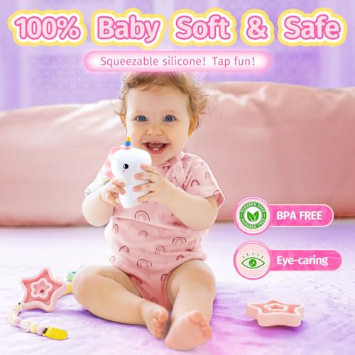Mubarek Unicorn Night Light for Kids,ãâ‚¬Â16 Colorsãâ‚¬â€˜ Kids Night Light Cute Lamps, Remote&Tap Night Lights for Kids Room, Dimmable Baby Night Light for Girls, 100% Safe Cute Baby Night Light,Unicorn Gifts - Image 4