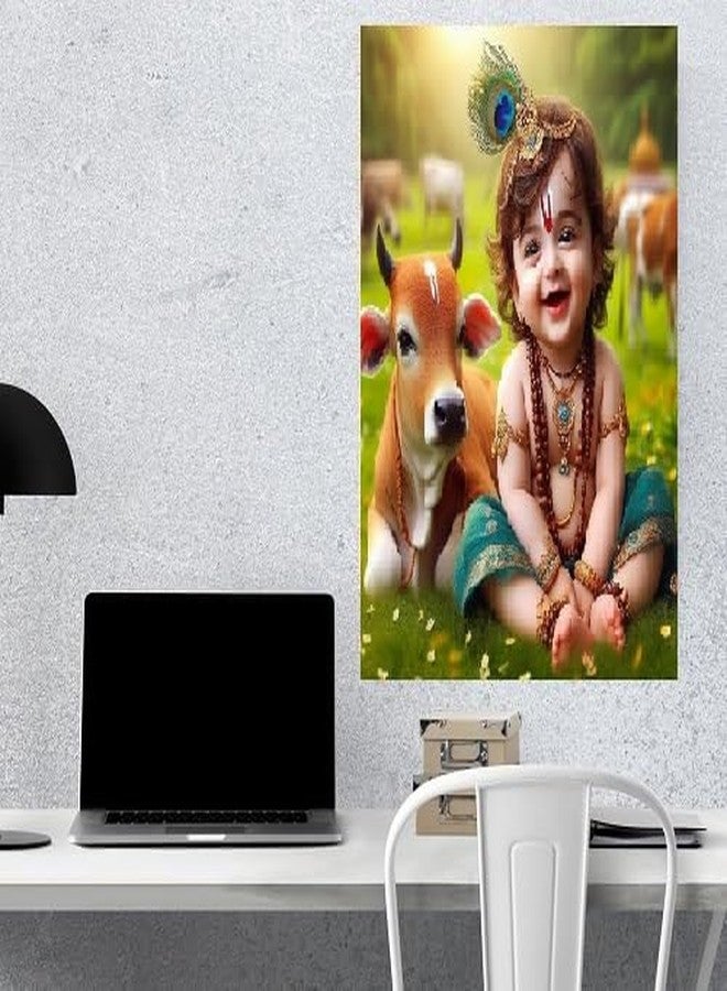 Fliptic Paper Bal Gopal Krishna Photo For Pregnant Women Poster For Decoration Wall S Bedroom, Living Room, And More | Cute Baby Krishna Wall Poster Size: 18X12 Inches Set Of 1 (Design 13) - Image 2