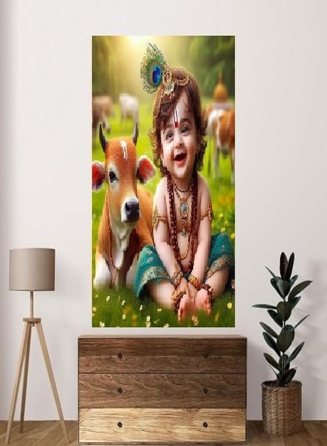 Fliptic Paper Bal Gopal Krishna Photo For Pregnant Women Poster For Decoration Wall S Bedroom, Living Room, And More | Cute Baby Krishna Wall Poster Size: 18X12 Inches Set Of 1 (Design 13) - Image 3