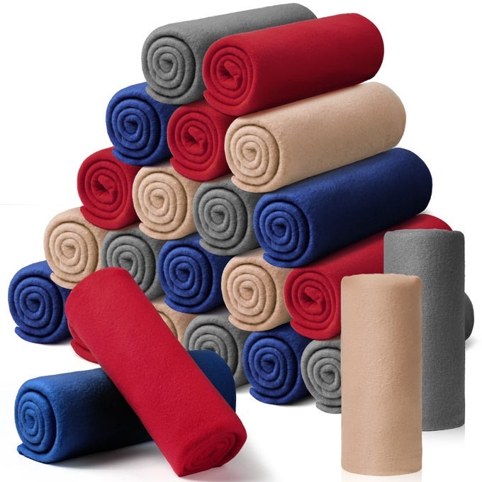 24 PACKS FLEECE THROW BLANKET SOFT WARM LIGHTWEIGHT FLEECE BLANKET COZY THROW BULK FOR BED COUCH SOFA HOME OFFICE WEDDING GIFTS SUITABLE FOR SEASONS 50 X 60 INCHESMORDEN COLOR