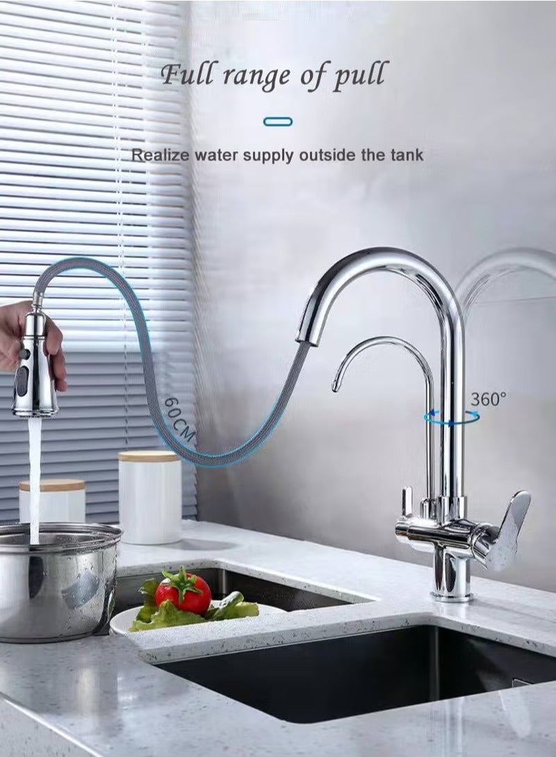 Kitchen Pull-Out Hot and Cold Faucet Three-in-One Pure Direct Drinking Faucet Washbasin Sink Sink Faucet - Image 4