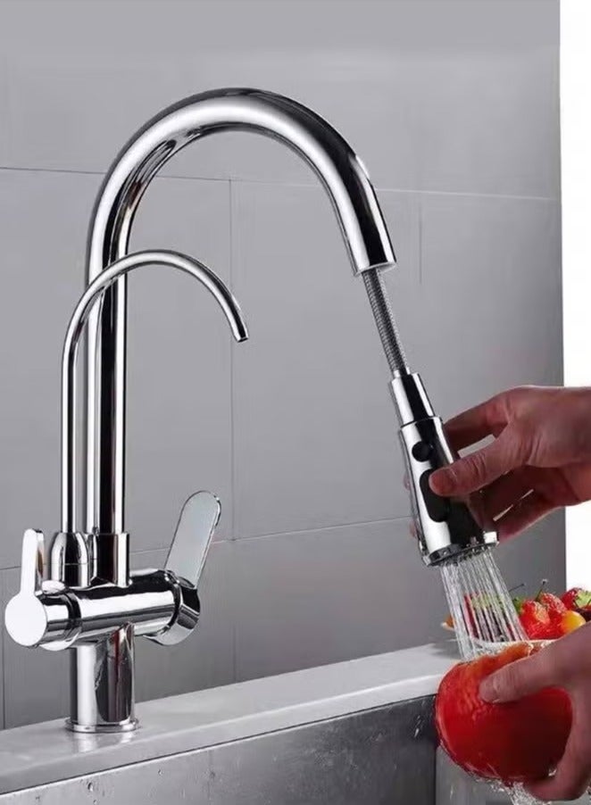 Kitchen Pull-Out Hot and Cold Faucet Three-in-One Pure Direct Drinking Faucet Washbasin Sink Sink Faucet - Image 5