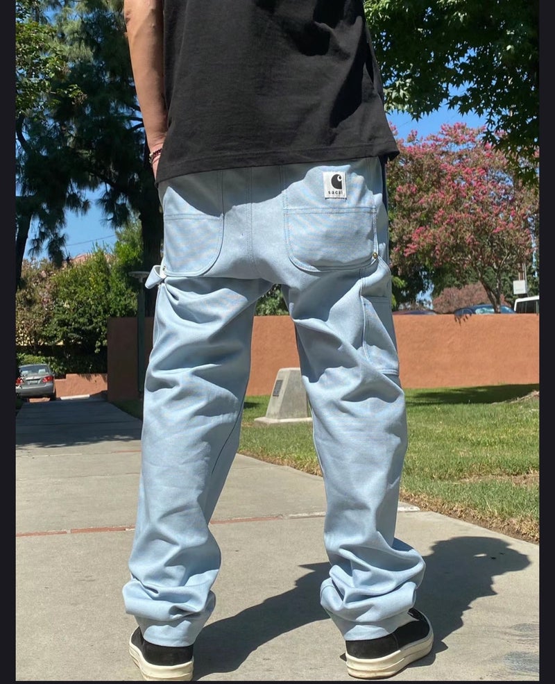 Kaha Carha Joint Name Sac @ I Logging Overalls B01 Couple Vintage Canvas Casual Straight Trousers Loose - Image 4