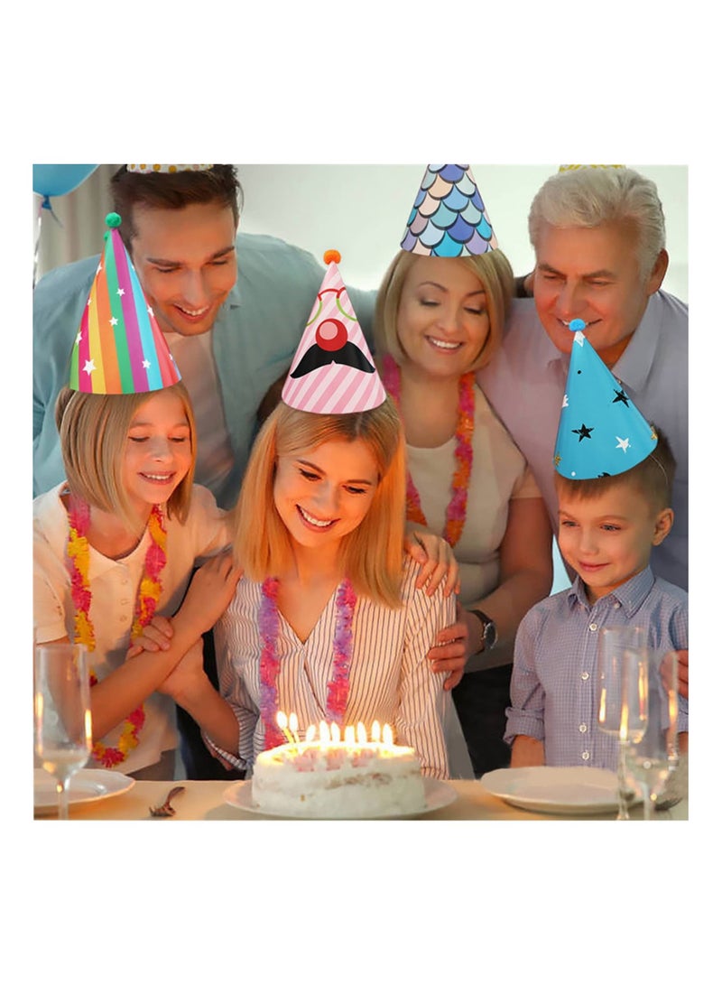 واي آند دي 8Pcs Colorful Party Hats, Birthday Cone Fun Celebration Kit for Kids Supplies and Decorations Group Events, Games - Image 2