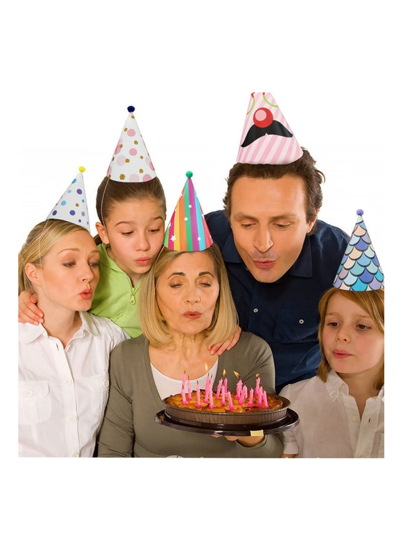واي آند دي 8Pcs Colorful Party Hats, Birthday Cone Fun Celebration Kit for Kids Supplies and Decorations Group Events, Games - Image 5