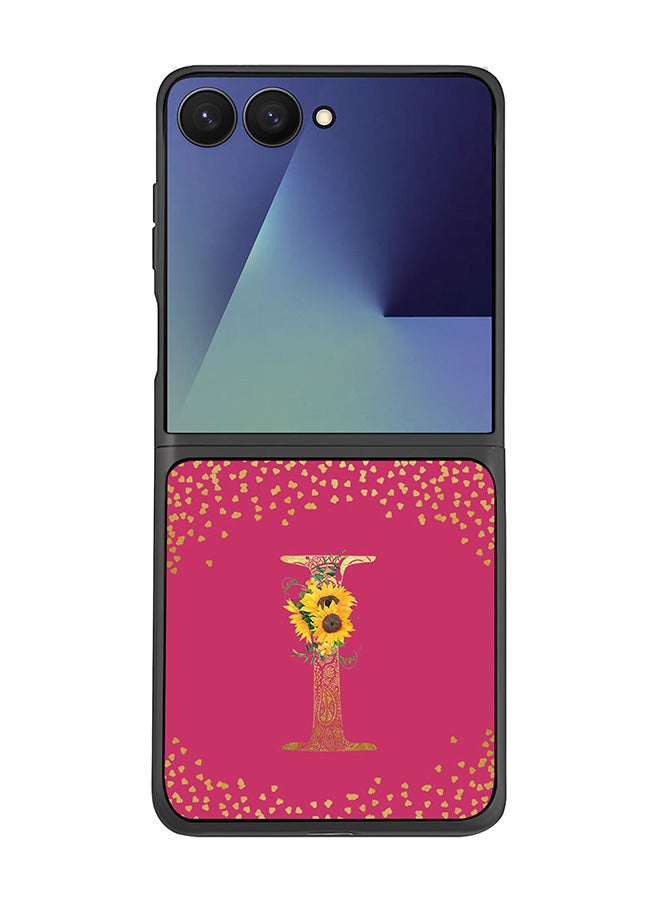 Stylizedd For Samsung Galaxy Z Flip7 Case,Slim fit Camera Protection, Shockproof Thin Phone cover  - Custom Floral Monogram - I ( Deep Pink )